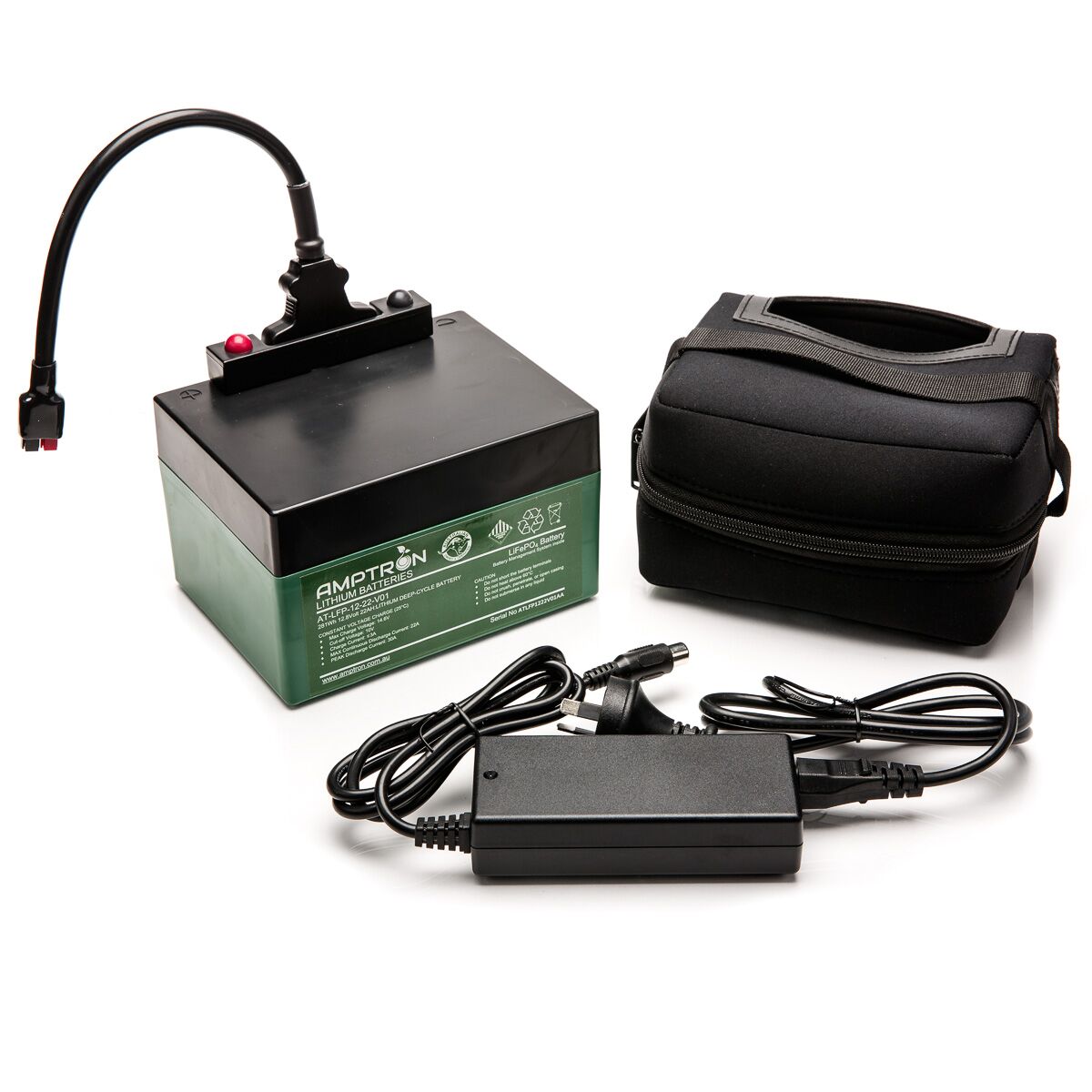 AMPTRON ELECTRIC GOLF CART 12V 22AH LIFEPO4 BATTERY COMBO KIT