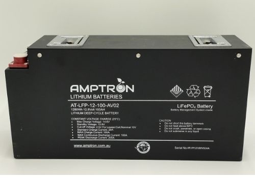 AMPTRON 12V 100Ah/100A CONTINUOUS AT-LFP-12-100CV02 SLIMLINE LITHIUM LiFePO4 BATTERY