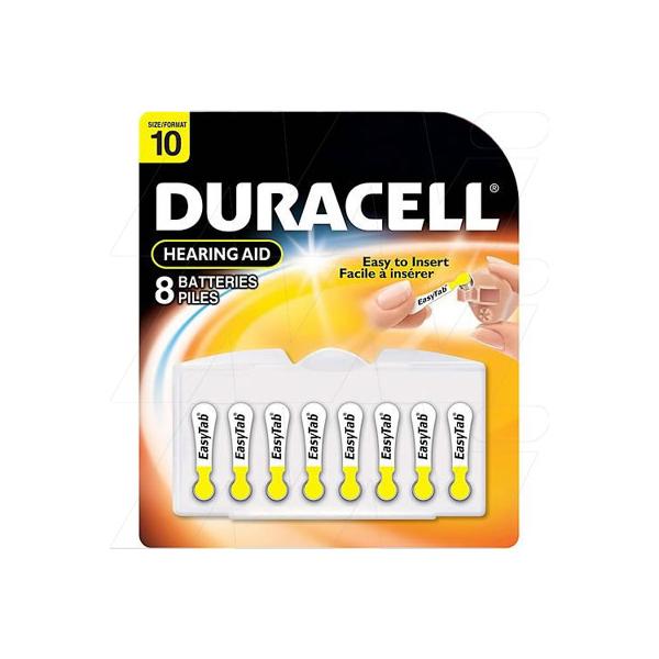 DURACELL HEARING AID BATTERY 10 8 PACK YELLOW