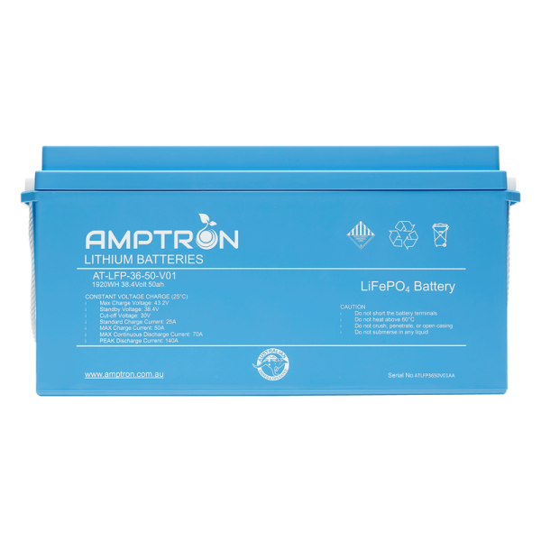 AMPTRON 36V 50Ah/70A Continuous discharge Lithium LiFeP04 battery