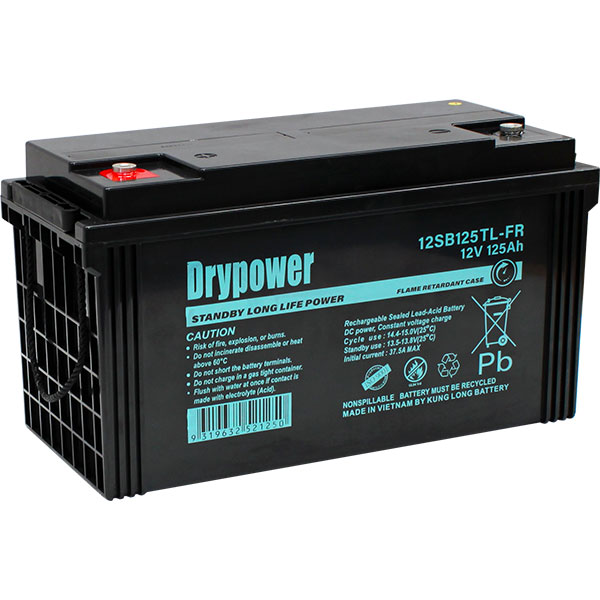 DRYPOWER 12SB125TL-FR 12V 125Ah Long Life Standby AGM BATTERY