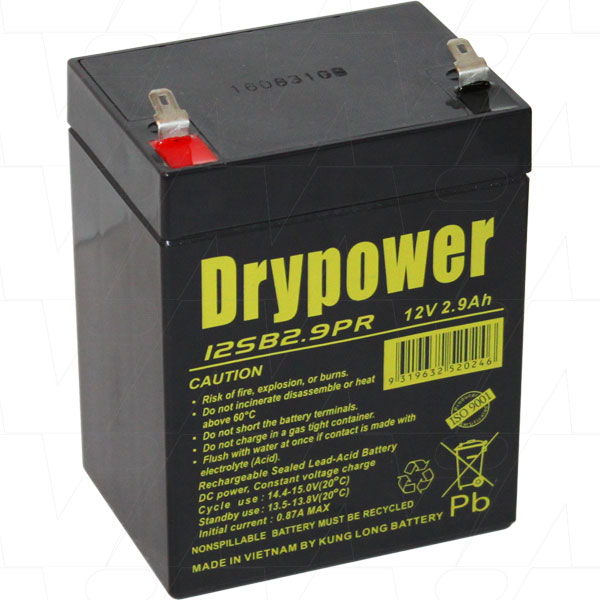 DRYPOWER 12V 2.9AH PA SYSTEM 12SB2.9PR BATTERY - Batteries Plus DRYPOWER 12V 2.9AH PA SYSTEM 12SB2.9PR BATTERY