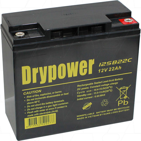 DRYPOWER BATTERY 12V 22AH 12SB22C