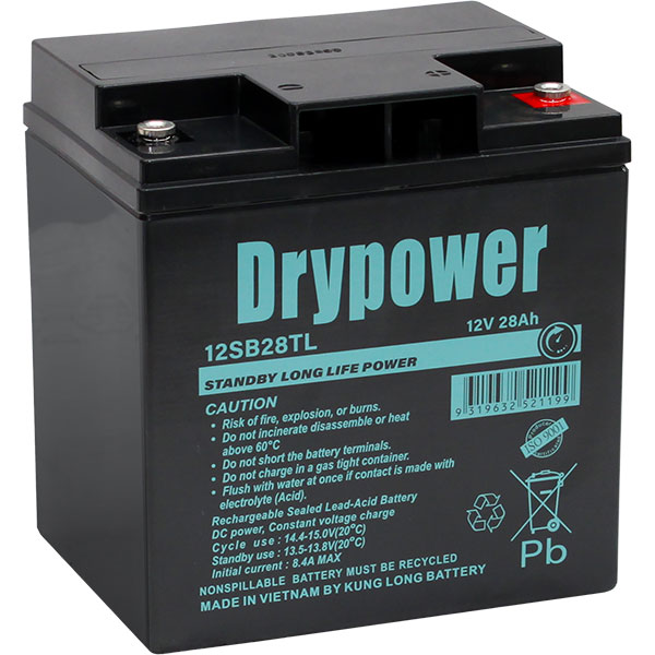 DRYPOWER 12SB28TL 12V 28Ah Long Life Standby AGM BATTERY - Batteries Plus DRYPOWER 12SB28TL 12V 28Ah Long Life Standby AGM BATTERY
