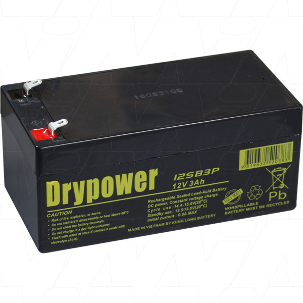DRYPOWER 12V 3AH SLA BATTERY F1 12SB3P