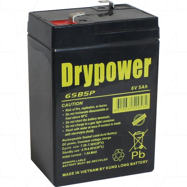 DRYPOWER BATTERY 6V 5AH 6SB5P