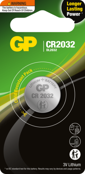 GP CR2032 3V LITHIUM COIN CELL BATTERY CR2032C1