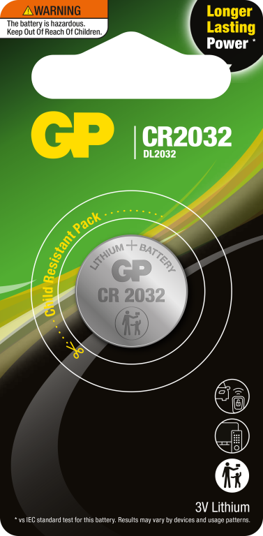 GP CR2032 3V LITHIUM COIN CELL BATTERY CR2032C1